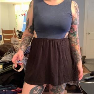 H&M Blue Black Dress With Side Cutouts Size Medium